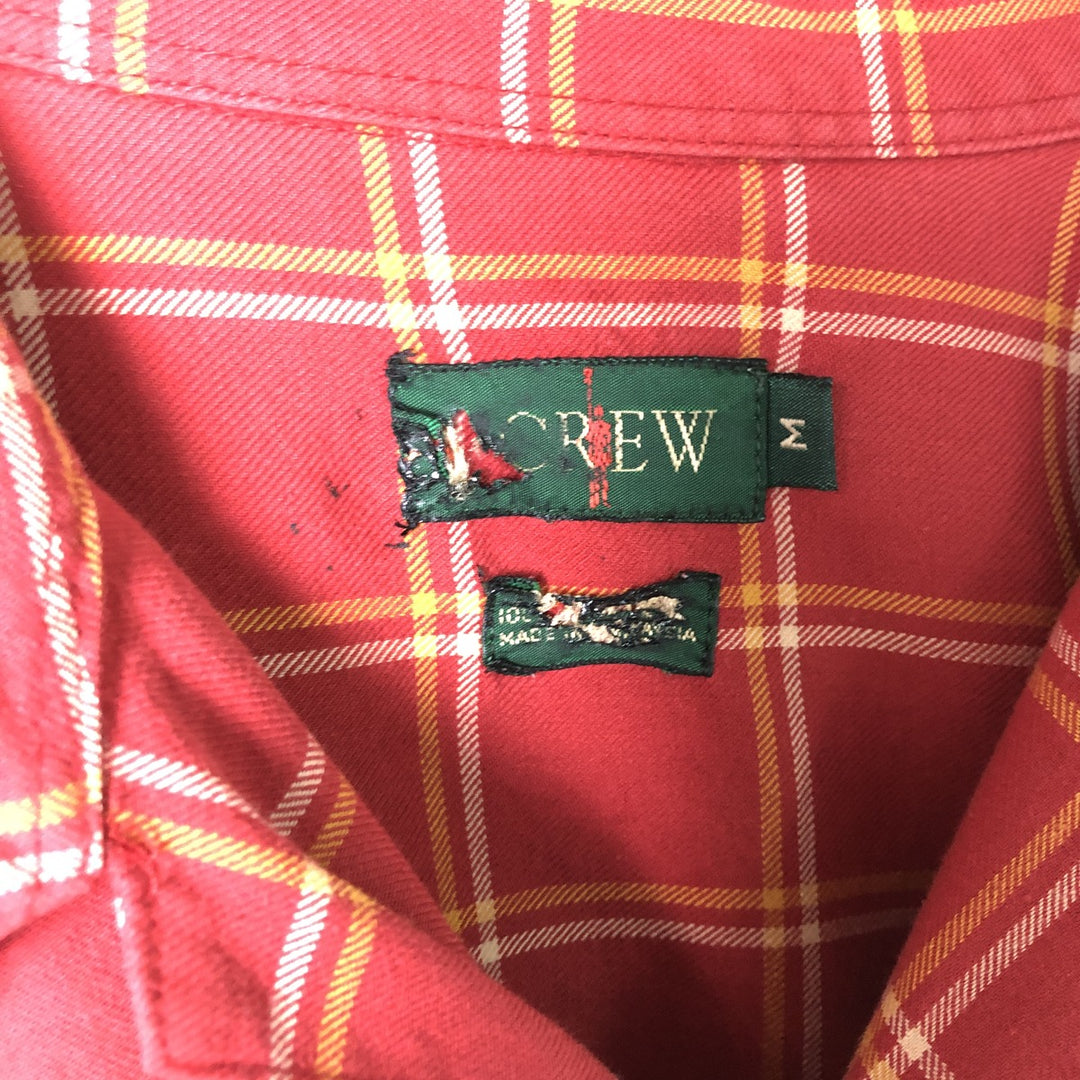 J.Crew Long Sleeve Light Flannel Check Shirt, Men's Size Medium unclear red type Vintage Second Hand
