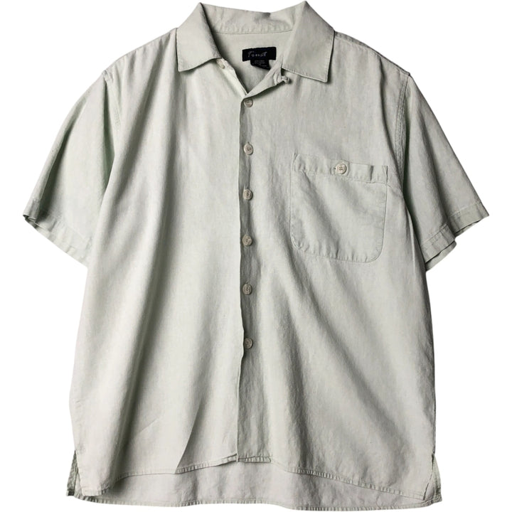 Trust Short Sleeve Open Collar Rayon and Linen Box Shirt, Men's Size Medium linen Mint green Vintage Second Hand