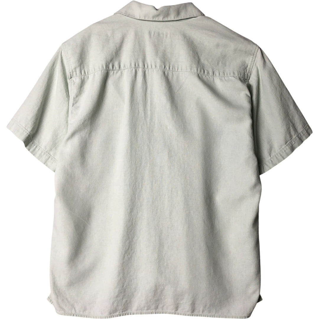 Trust Short Sleeve Open Collar Rayon and Linen Box Shirt, Men's Size Medium linen Mint green Vintage Second Hand