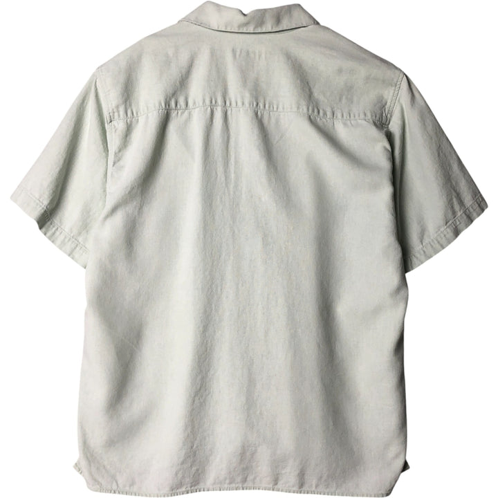 Trust Short Sleeve Open Collar Rayon and Linen Box Shirt, Men's Size Medium linen Mint green Vintage Second Hand