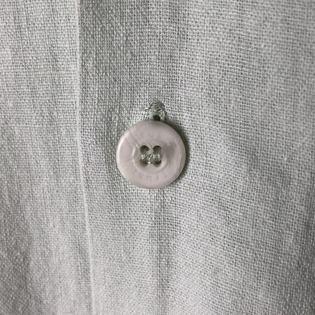 Trust Short Sleeve Open Collar Rayon and Linen Box Shirt, Men's Size Medium linen Mint green Vintage Second Hand