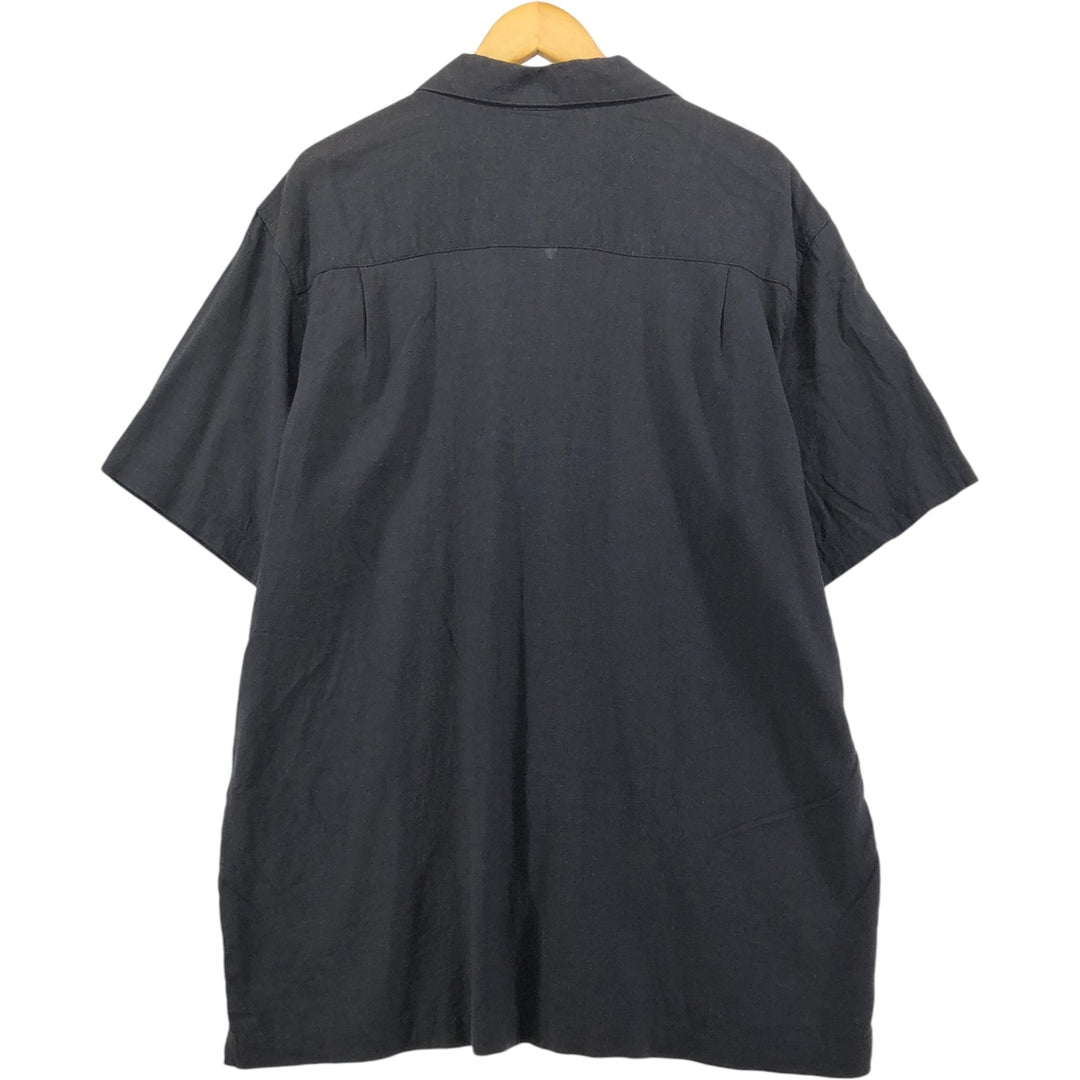 90s-00'S Haggar Washable Linen Two-Tone Short Sleeve Open Collar Linen Box Shirt, Men's Size XL linen gray type Vintage Second Hand