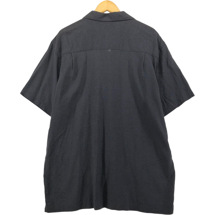 90s-00'S Haggar Washable Linen Two-Tone Short Sleeve Open Collar Linen Box Shirt, Men's Size XL linen gray type Vintage Second Hand