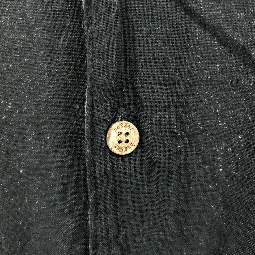 90s-00'S Haggar Washable Linen Two-Tone Short Sleeve Open Collar Linen Box Shirt, Men's Size XL linen gray type Vintage Second Hand