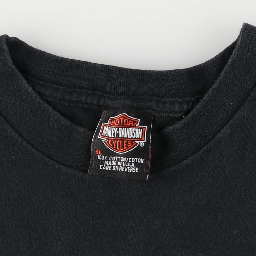 00'S Harley-Davidson Motorcycle Bike T-shirt Made in USA Men's XL cotton black type Vintage Second Hand