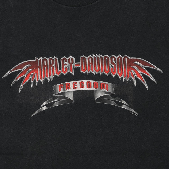 00'S Harley-Davidson Motorcycle Bike T-shirt Made in USA Men's XL cotton black type Vintage Second Hand