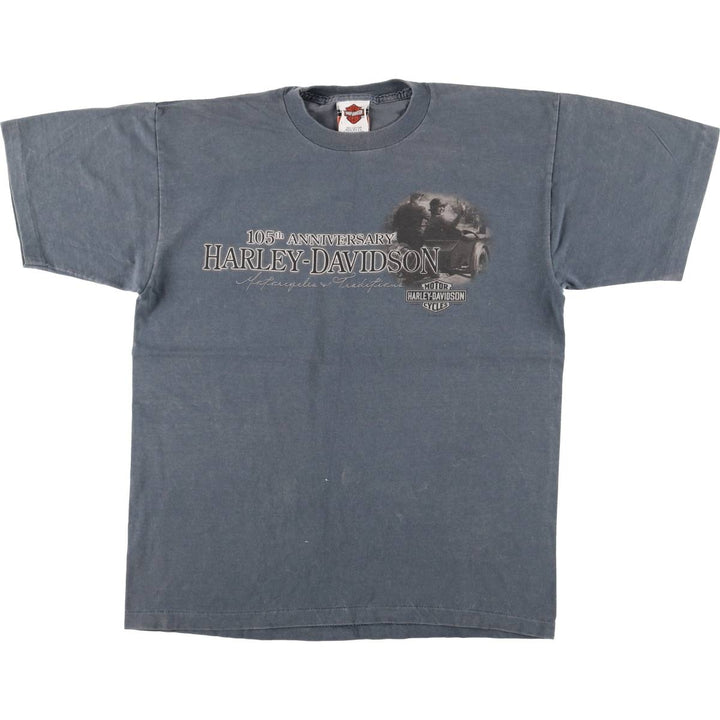 00'S Harley-Davidson Motorcycle Bike T-shirt Made in USA Men's L size cotton Charcoal Vintage Second Hand