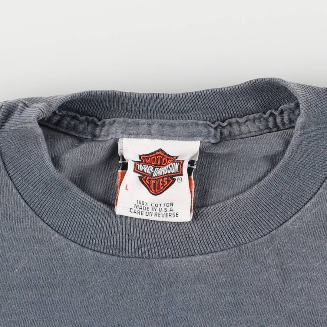 00'S Harley-Davidson Motorcycle Bike T-shirt Made in USA Men's L size cotton Charcoal Vintage Second Hand