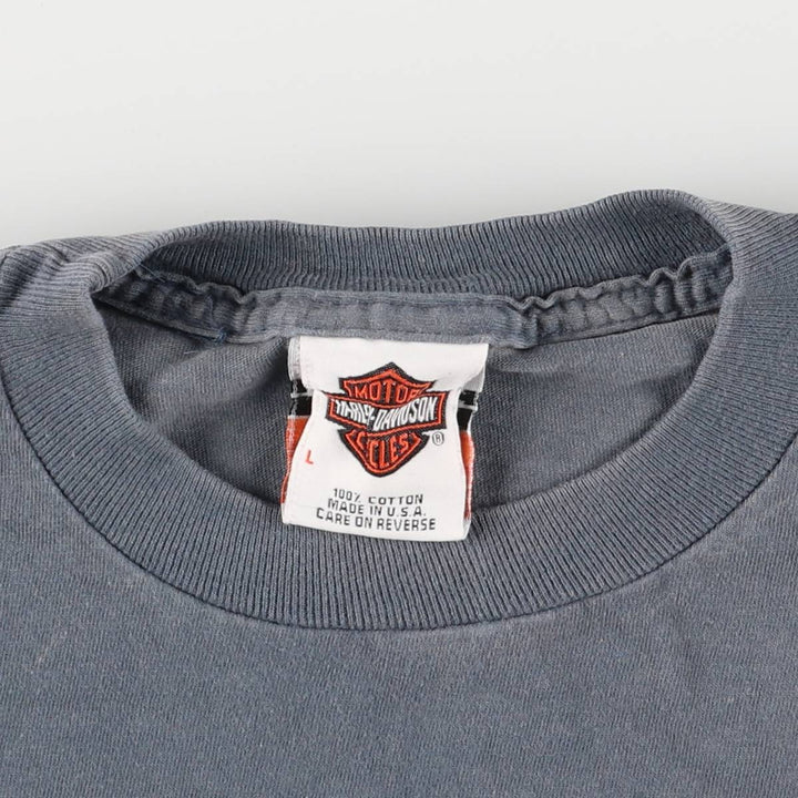 00'S Harley-Davidson Motorcycle Bike T-shirt Made in USA Men's L size cotton Charcoal Vintage Second Hand