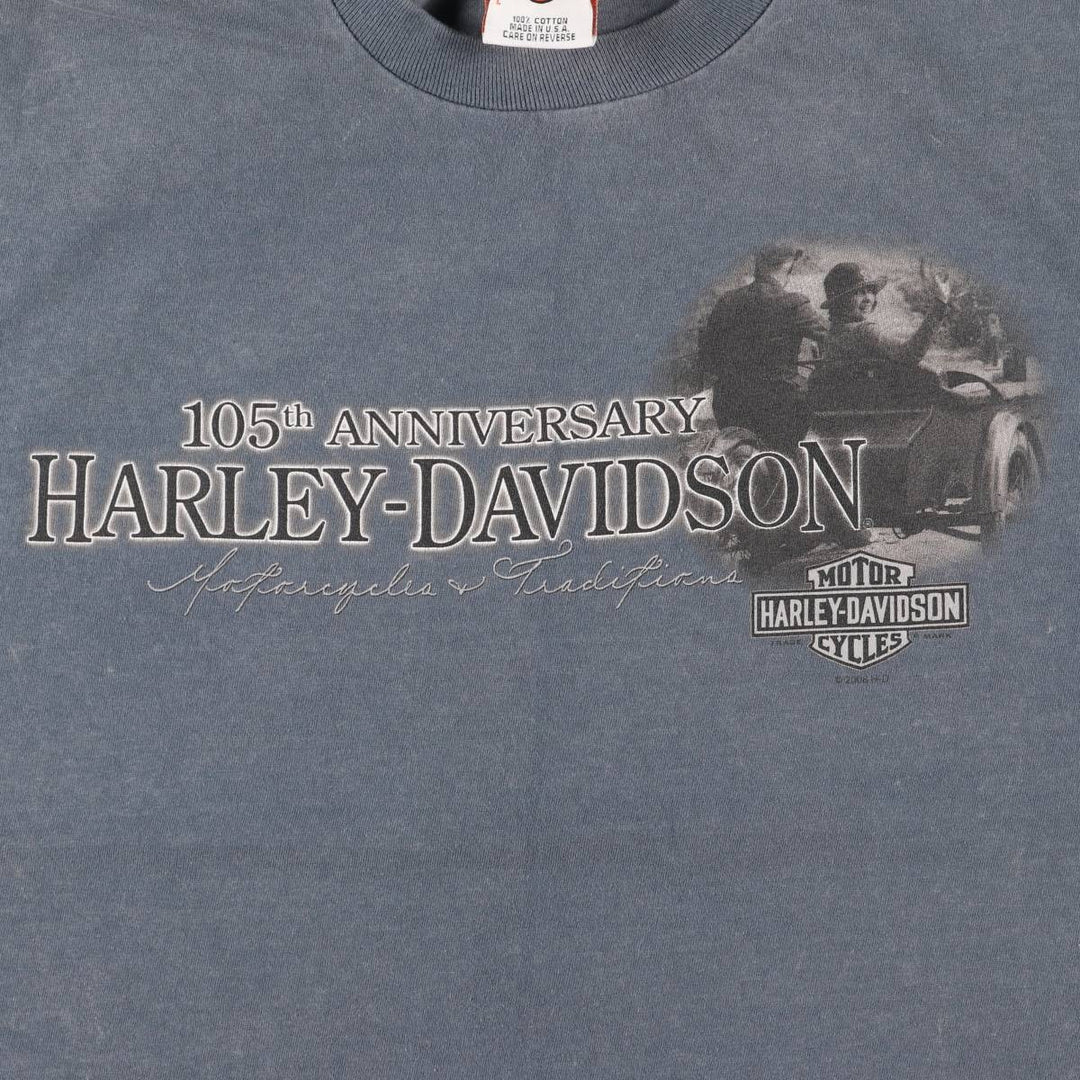 00'S Harley-Davidson Motorcycle Bike T-shirt Made in USA Men's L size cotton Charcoal Vintage Second Hand