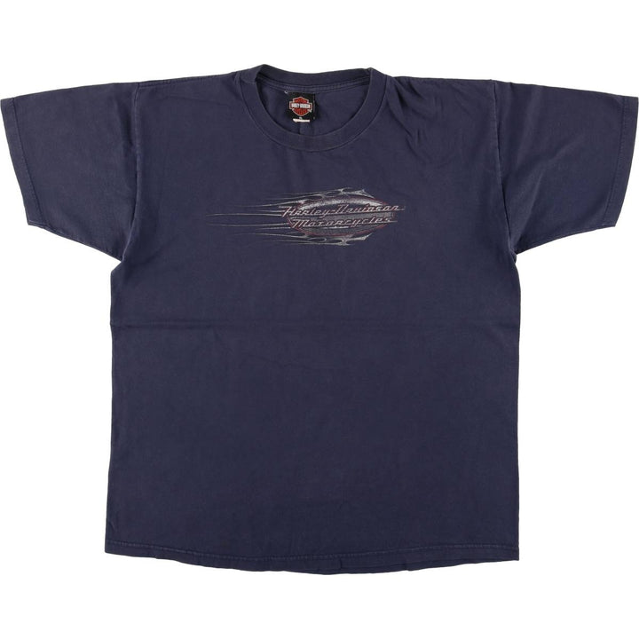 Harley-Davidson Motorcycle Bike T-shirt Made in USA Men's XL cotton navy blue type Vintage Second Hand