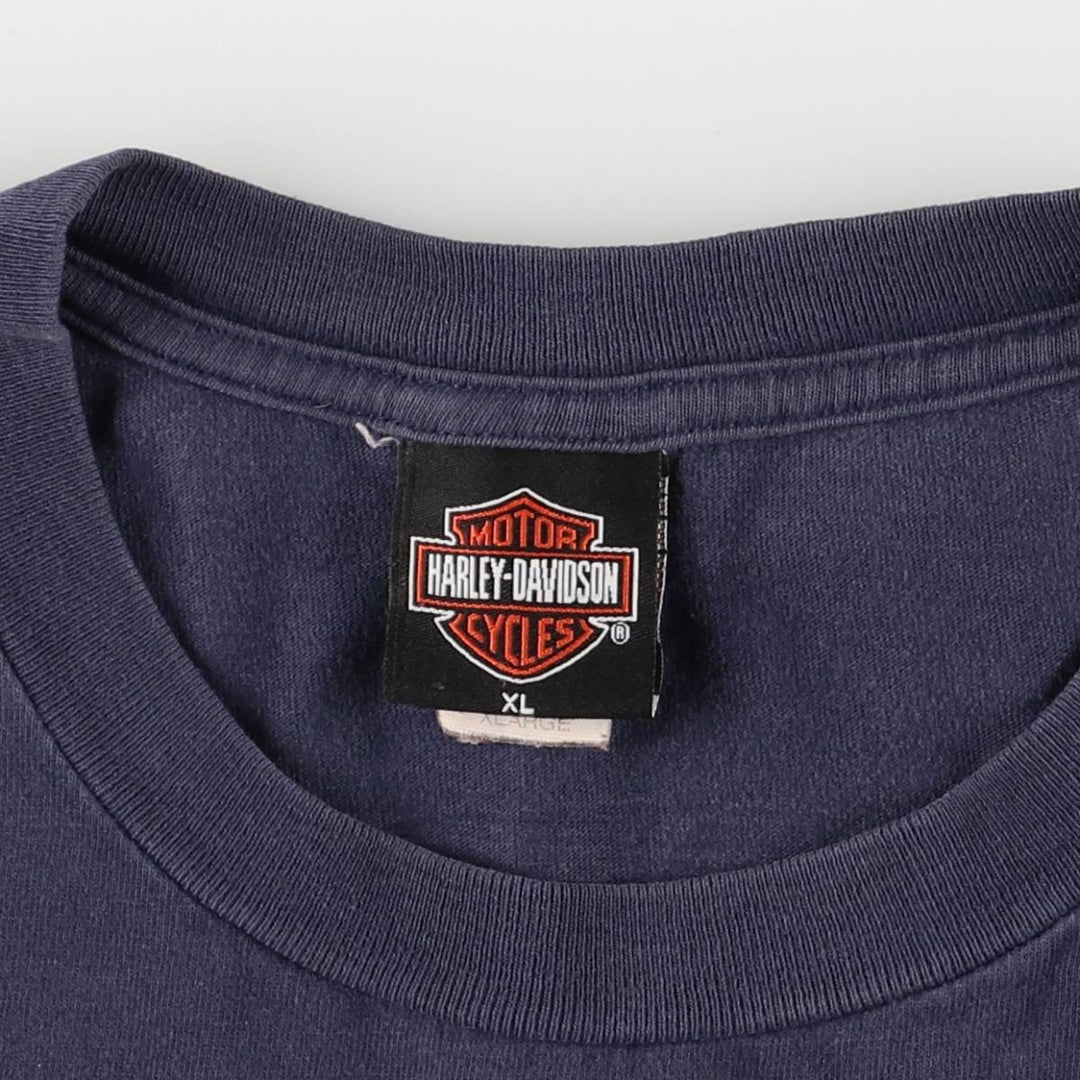 Harley-Davidson Motorcycle Bike T-shirt Made in USA Men's XL cotton navy blue type Vintage Second Hand