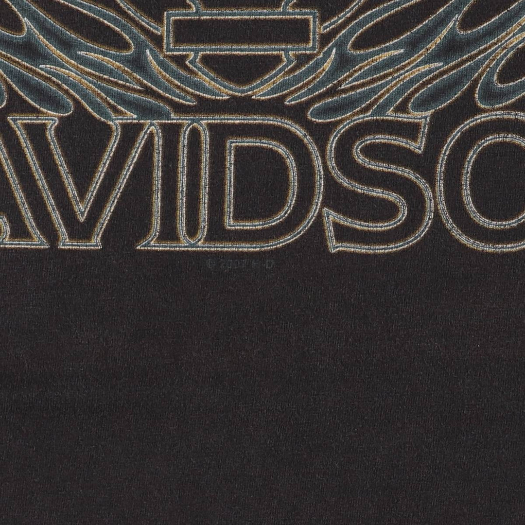 00'S Harley-Davidson Motorcycle Bike T-shirt Men's XL size unclear black type Vintage Second Hand