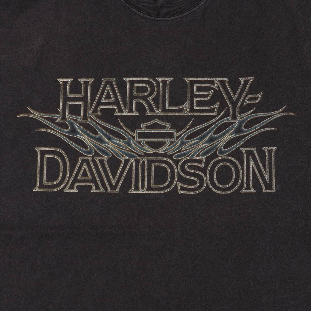 00'S Harley-Davidson Motorcycle Bike T-shirt Men's XL size unclear black type Vintage Second Hand