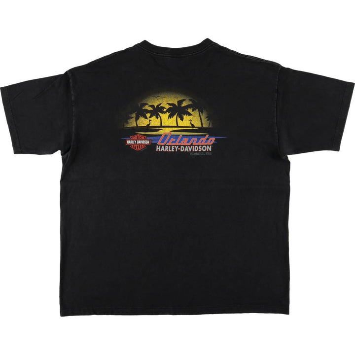00'S Harley-Davidson Motorcycle Bike T-shirt Made in USA Men's XL cotton black type Vintage Second Hand