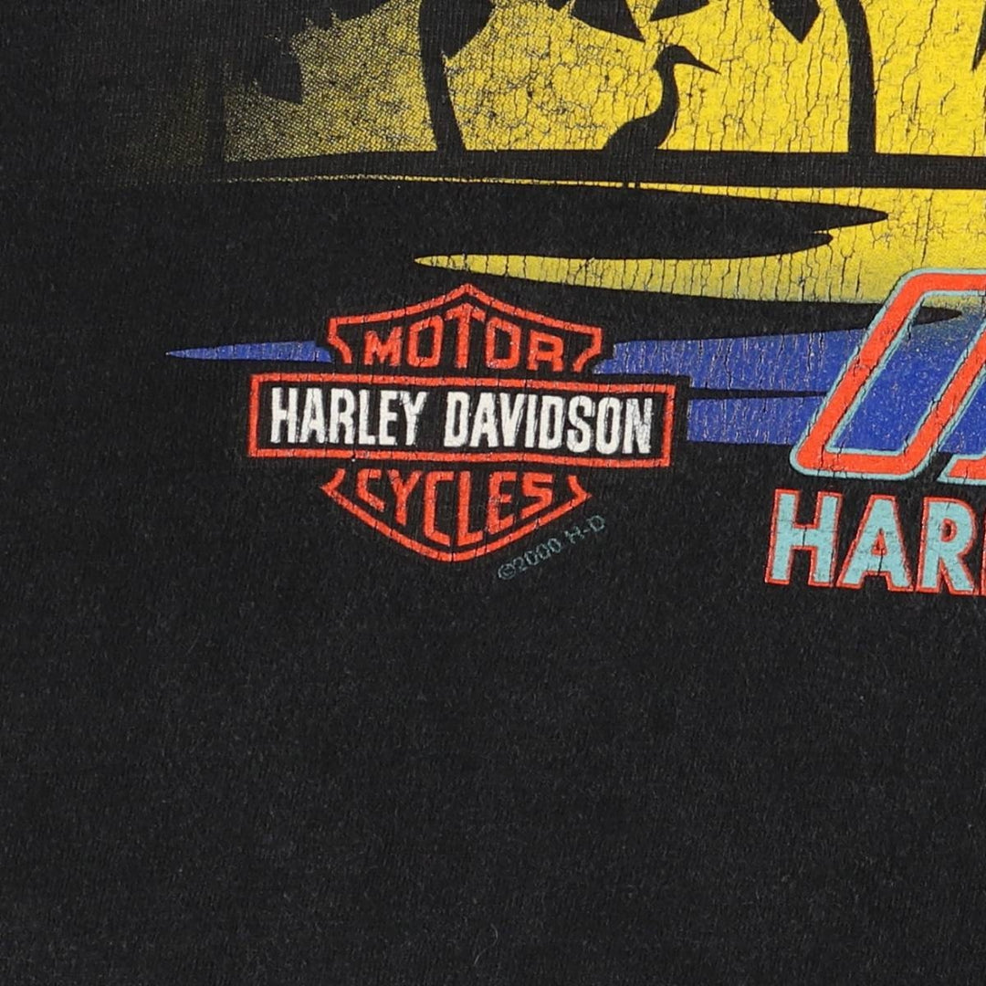 00'S Harley-Davidson Motorcycle Bike T-shirt Made in USA Men's XL cotton black type Vintage Second Hand