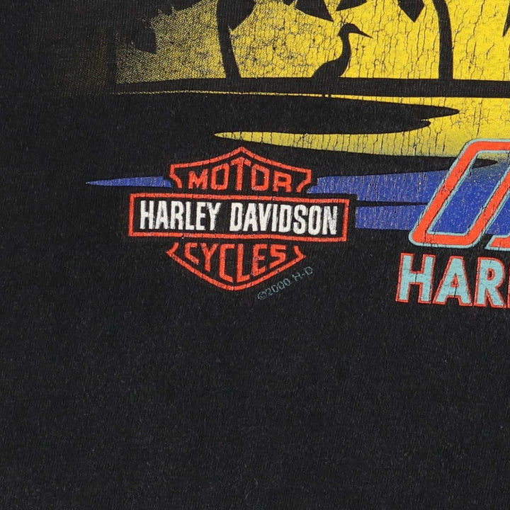 00'S Harley-Davidson Motorcycle Bike T-shirt Made in USA Men's XL cotton black type Vintage Second Hand