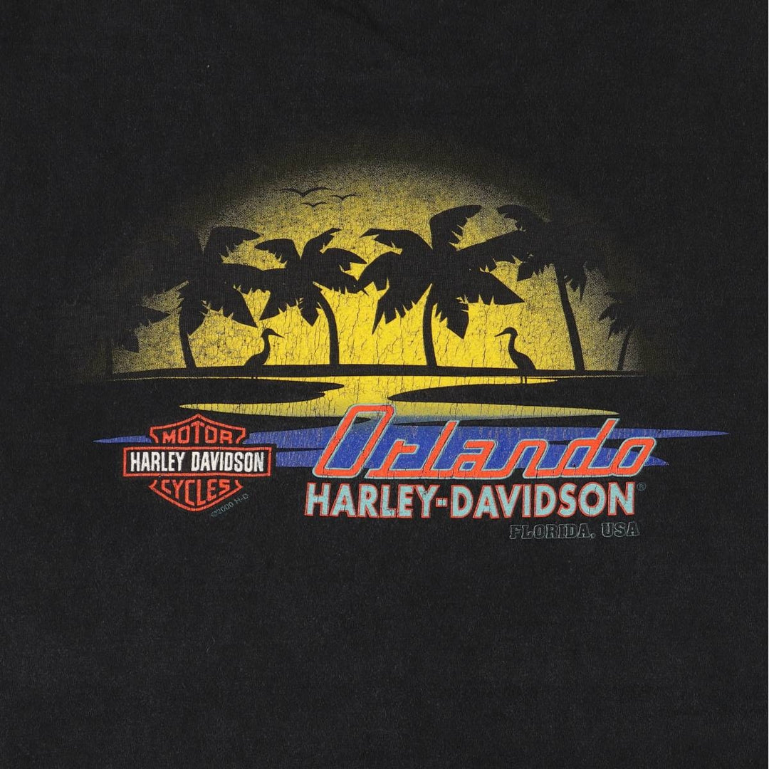 00'S Harley-Davidson Motorcycle Bike T-shirt Made in USA Men's XL cotton black type Vintage Second Hand
