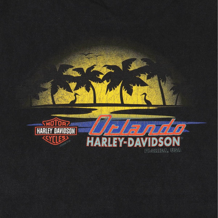 00'S Harley-Davidson Motorcycle Bike T-shirt Made in USA Men's XL cotton black type Vintage Second Hand