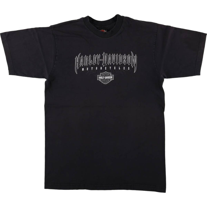 00'S Harley-Davidson Motorcycle Bike T-shirt Made in USA Men's L size cotton black type Vintage Second Hand