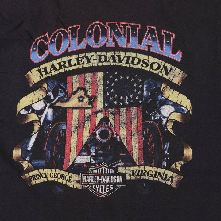 00'S Harley-Davidson Motorcycle Bike T-shirt Made in USA Men's L size cotton black type Vintage Second Hand