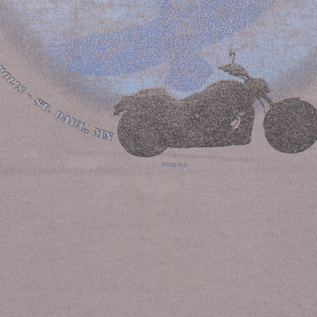 00'S Harley-Davidson Eagle Pattern Motorcycle Bike T-shirt Men's XL unclear Charcoal Vintage Second Hand