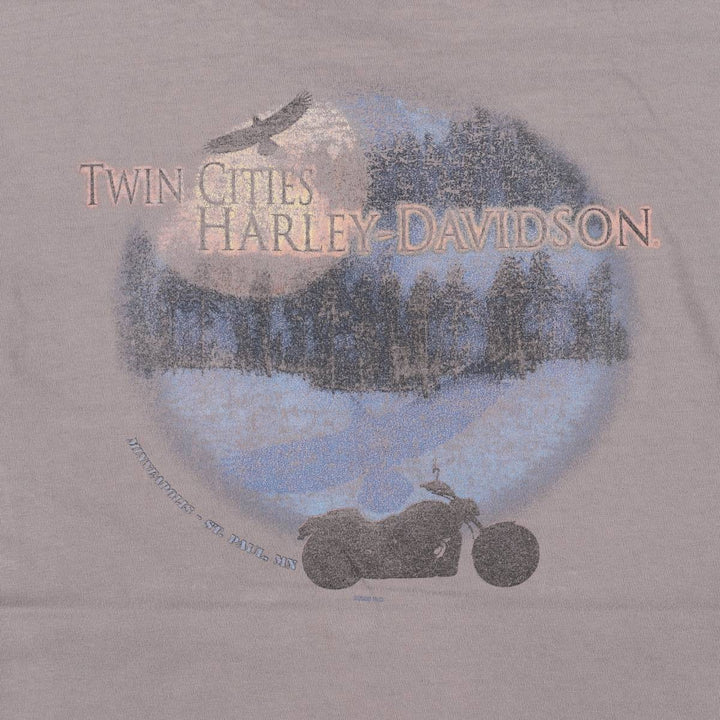 00'S Harley-Davidson Eagle Pattern Motorcycle Bike T-shirt Men's XL unclear Charcoal Vintage Second Hand