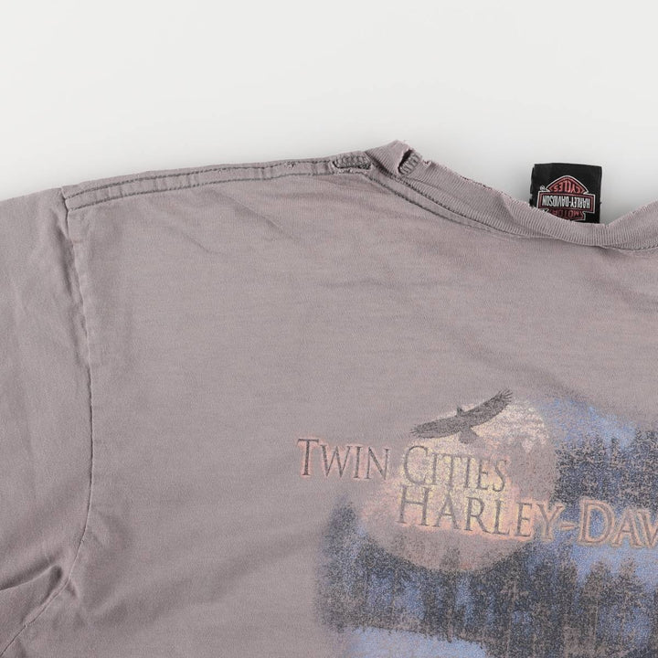 00'S Harley-Davidson Eagle Pattern Motorcycle Bike T-shirt Men's XL unclear Charcoal Vintage Second Hand