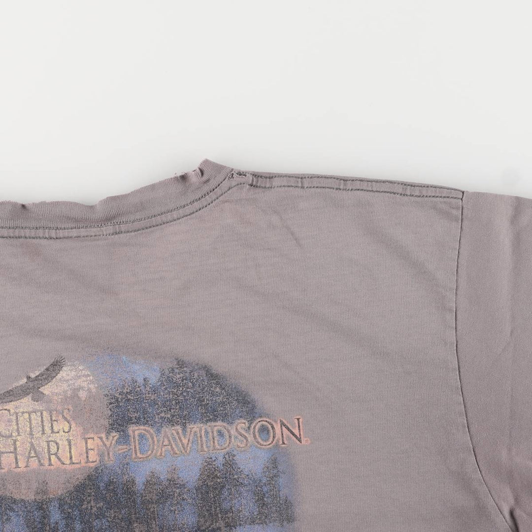 00'S Harley-Davidson Eagle Pattern Motorcycle Bike T-shirt Men's XL unclear Charcoal Vintage Second Hand