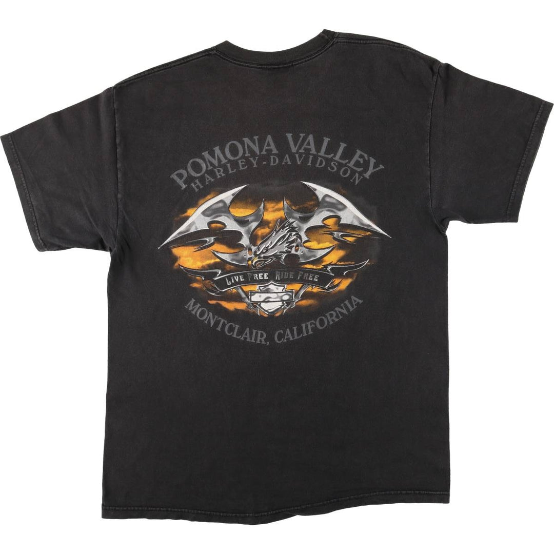 00'S Harley-Davidson Motorcycle Bike T-shirt Made in USA Men's L size cotton black type Vintage Second Hand