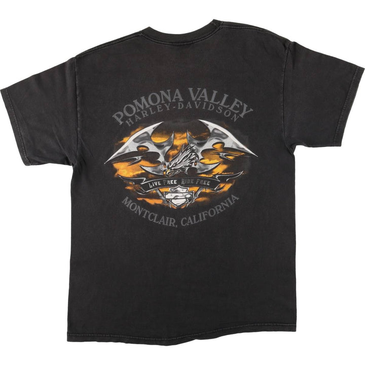 00'S Harley-Davidson Motorcycle Bike T-shirt Made in USA Men's L size cotton black type Vintage Second Hand