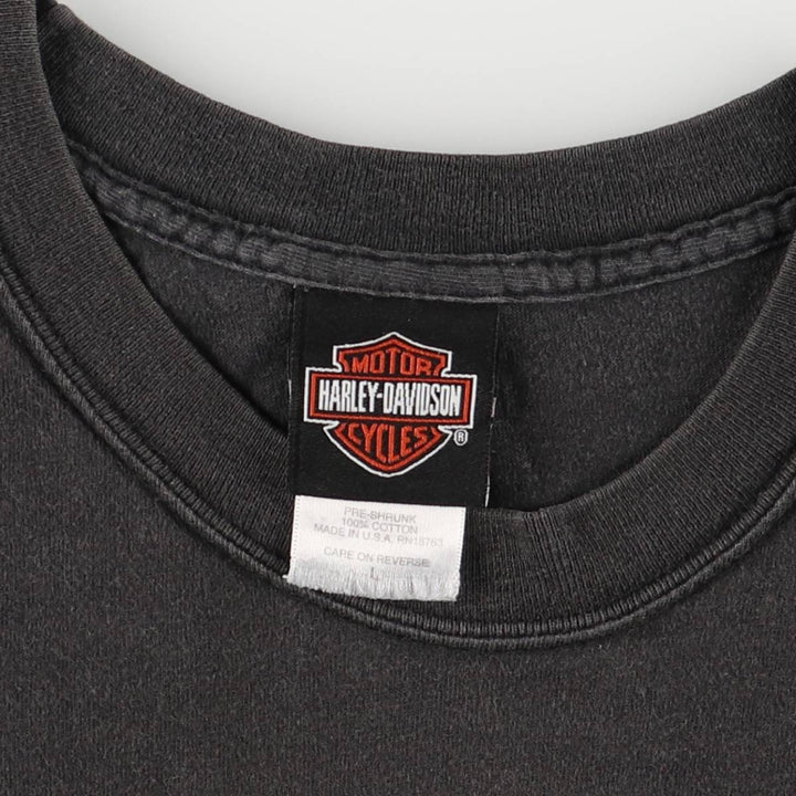 00'S Harley-Davidson Motorcycle Bike T-shirt Made in USA Men's L size cotton black type Vintage Second Hand