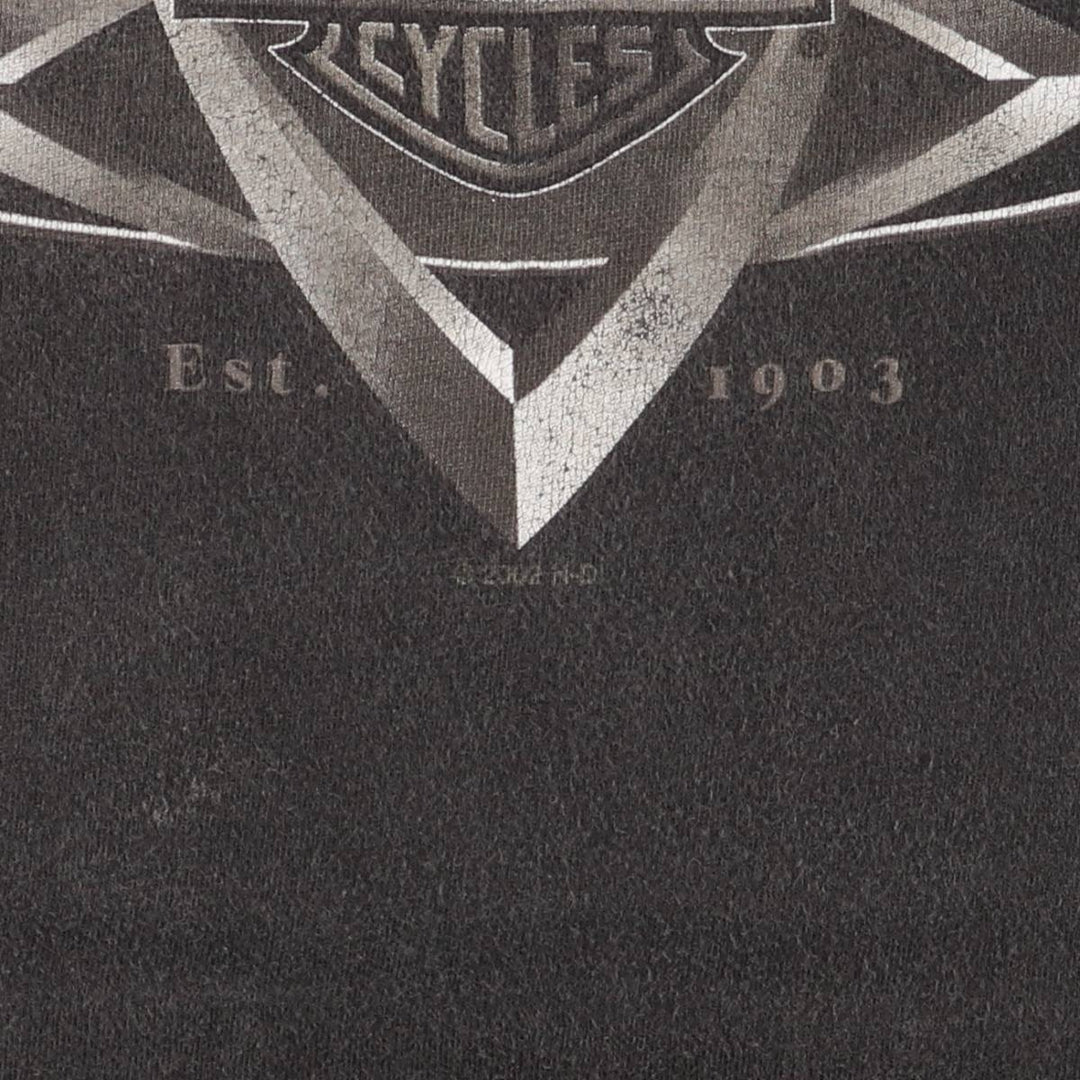 00'S Harley-Davidson Motorcycle Bike T-shirt Made in USA Men's L size cotton black type Vintage Second Hand