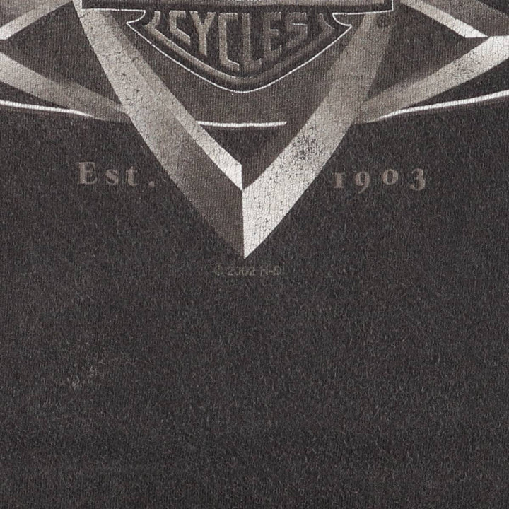 00'S Harley-Davidson Motorcycle Bike T-shirt Made in USA Men's L size cotton black type Vintage Second Hand