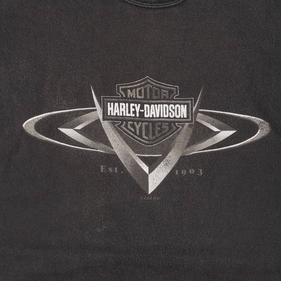 00'S Harley-Davidson Motorcycle Bike T-shirt Made in USA Men's L size cotton black type Vintage Second Hand