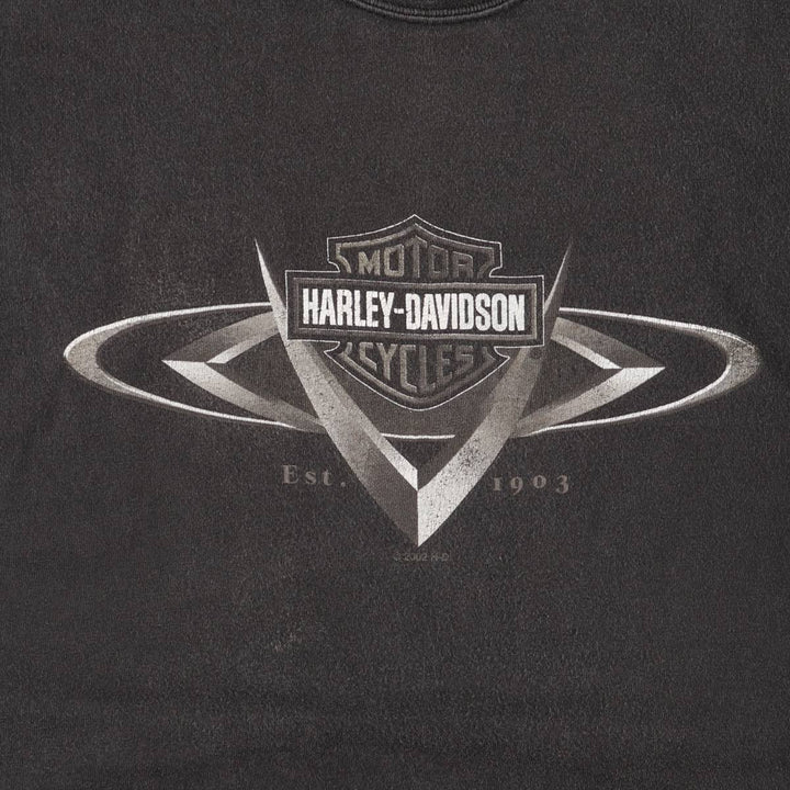 00'S Harley-Davidson Motorcycle Bike T-shirt Made in USA Men's L size cotton black type Vintage Second Hand
