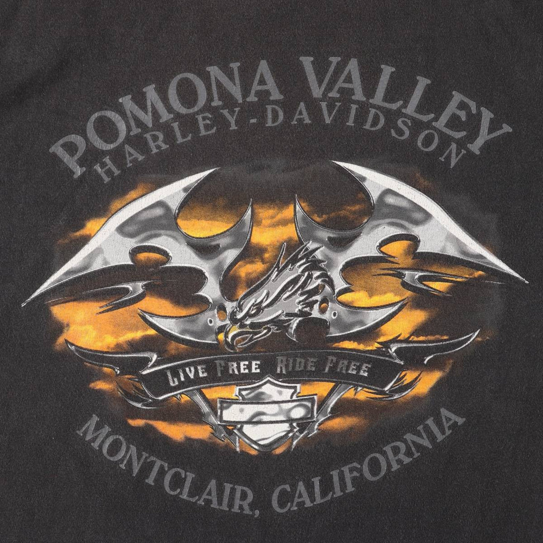 00'S Harley-Davidson Motorcycle Bike T-shirt Made in USA Men's L size cotton black type Vintage Second Hand