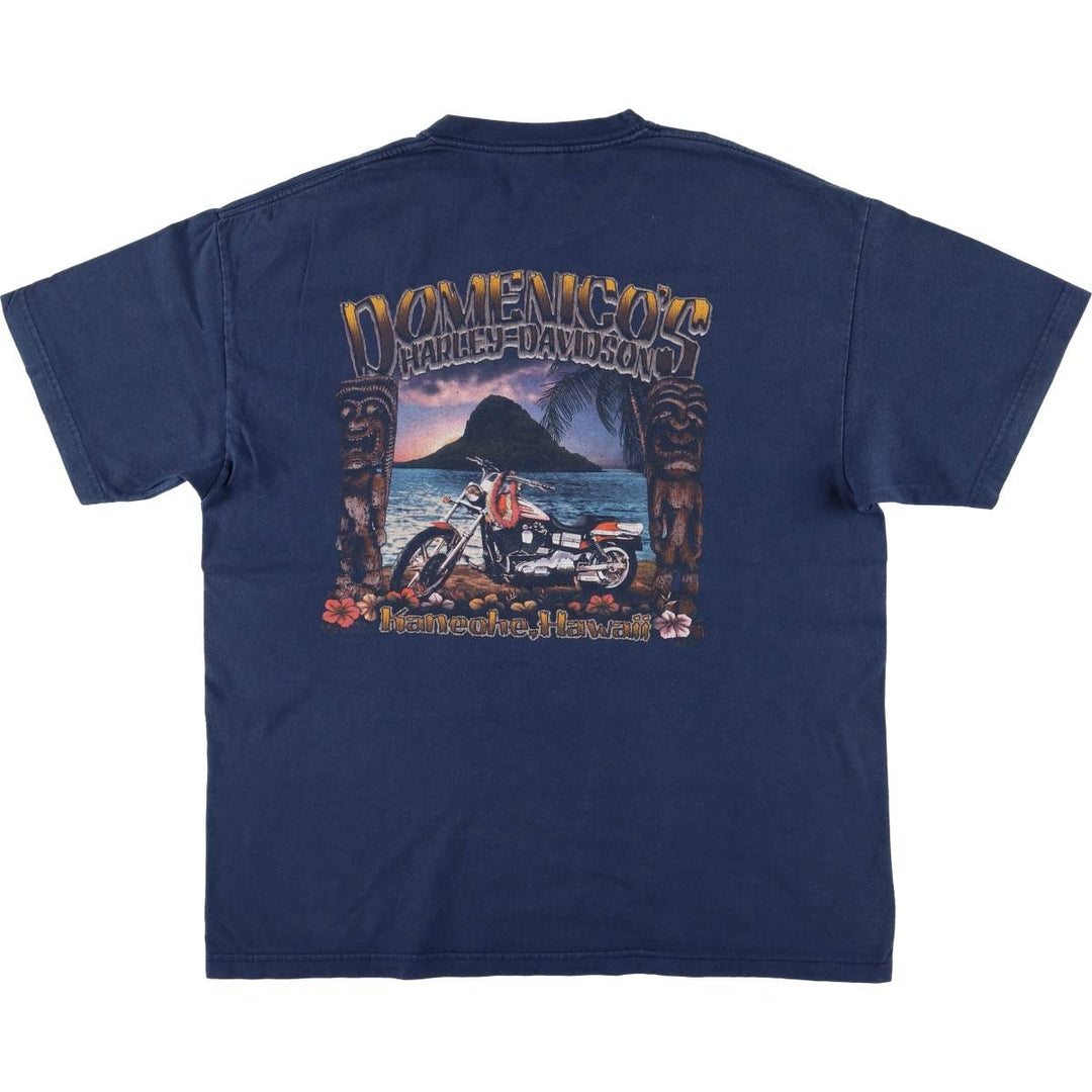00'S Harley-Davidson Motorcycle Bike T-shirt Made in USA Men's XL cotton navy blue type Vintage Second Hand