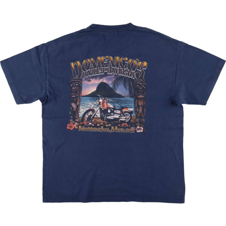 00'S Harley-Davidson Motorcycle Bike T-shirt Made in USA Men's XL cotton navy blue type Vintage Second Hand