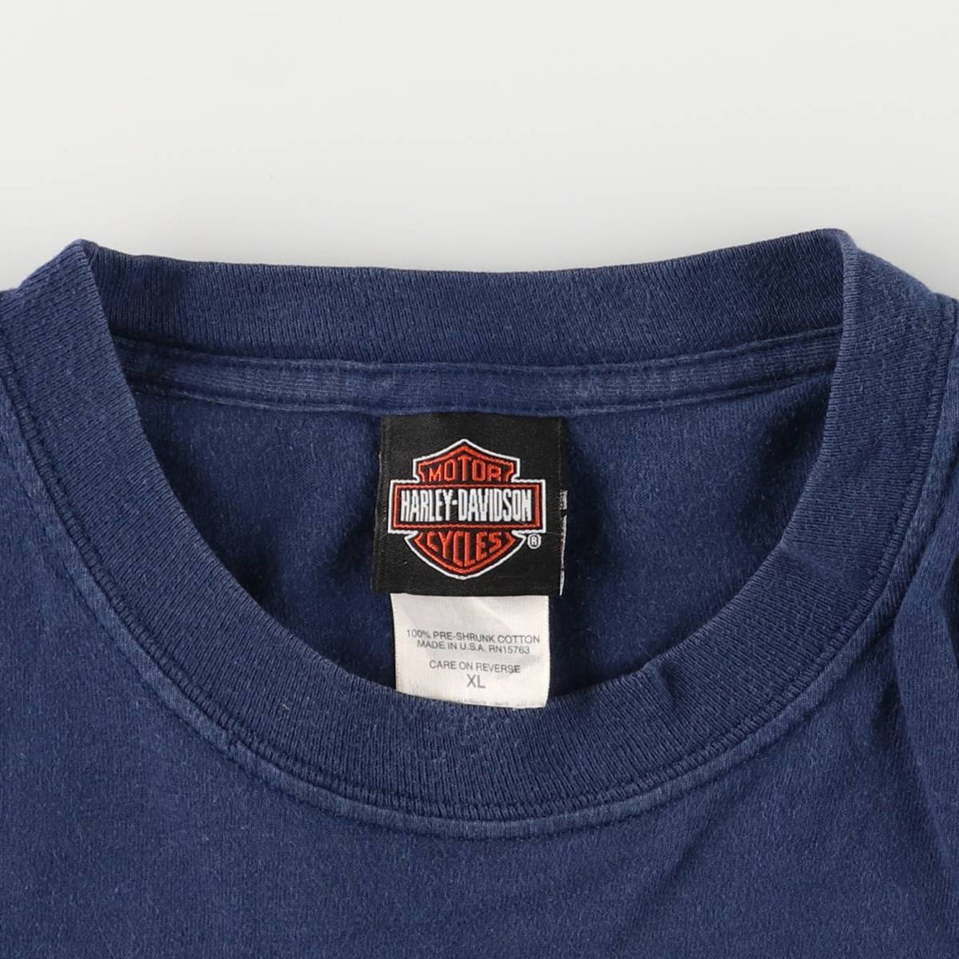 00'S Harley-Davidson Motorcycle Bike T-shirt Made in USA Men's XL cotton navy blue type Vintage Second Hand