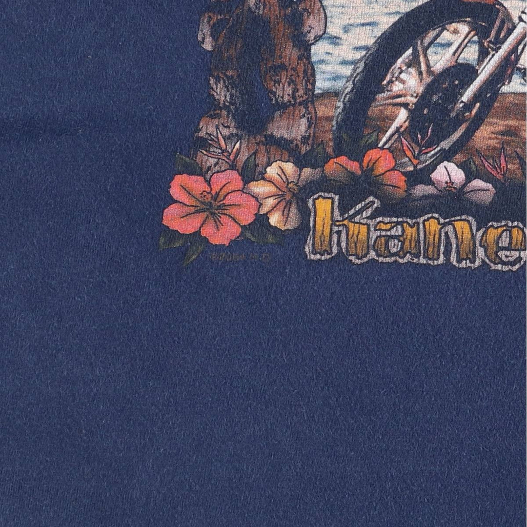 00'S Harley-Davidson Motorcycle Bike T-shirt Made in USA Men's XL cotton navy blue type Vintage Second Hand