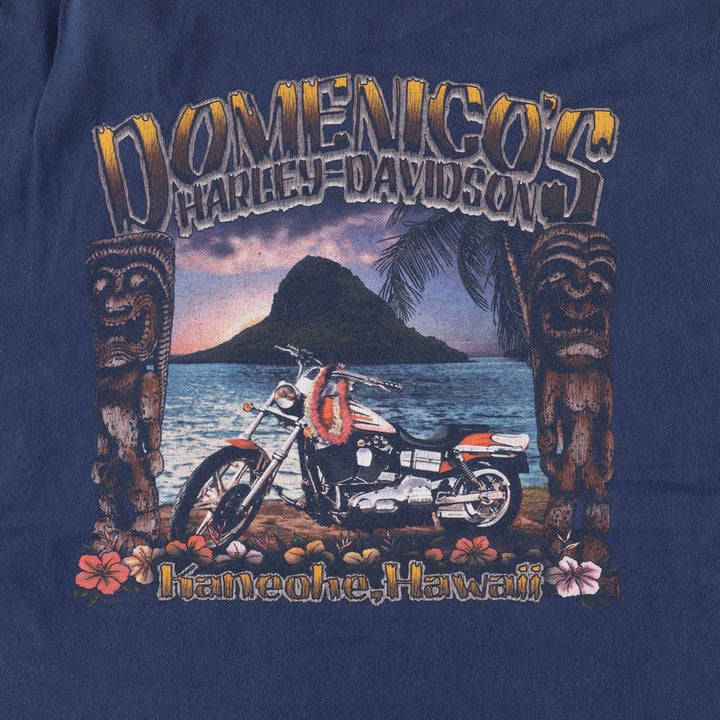 00'S Harley-Davidson Motorcycle Bike T-shirt Made in USA Men's XL cotton navy blue type Vintage Second Hand