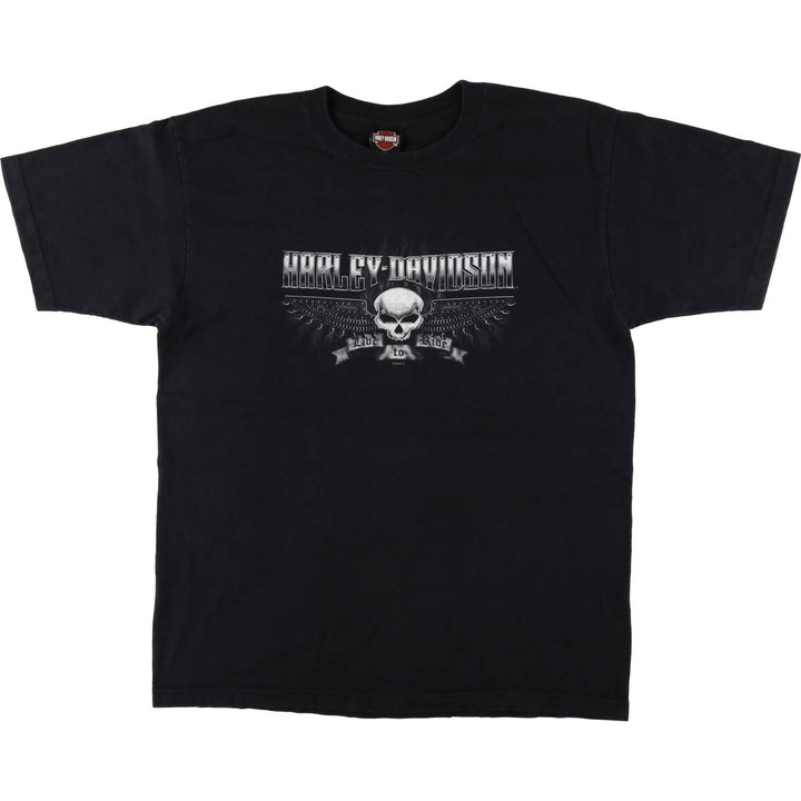2000'S Harley-Davidson Eagle/Skull Motorcycle T-Shirt, Made in USA, Men's XXL cotton black type Vintage Second Hand
