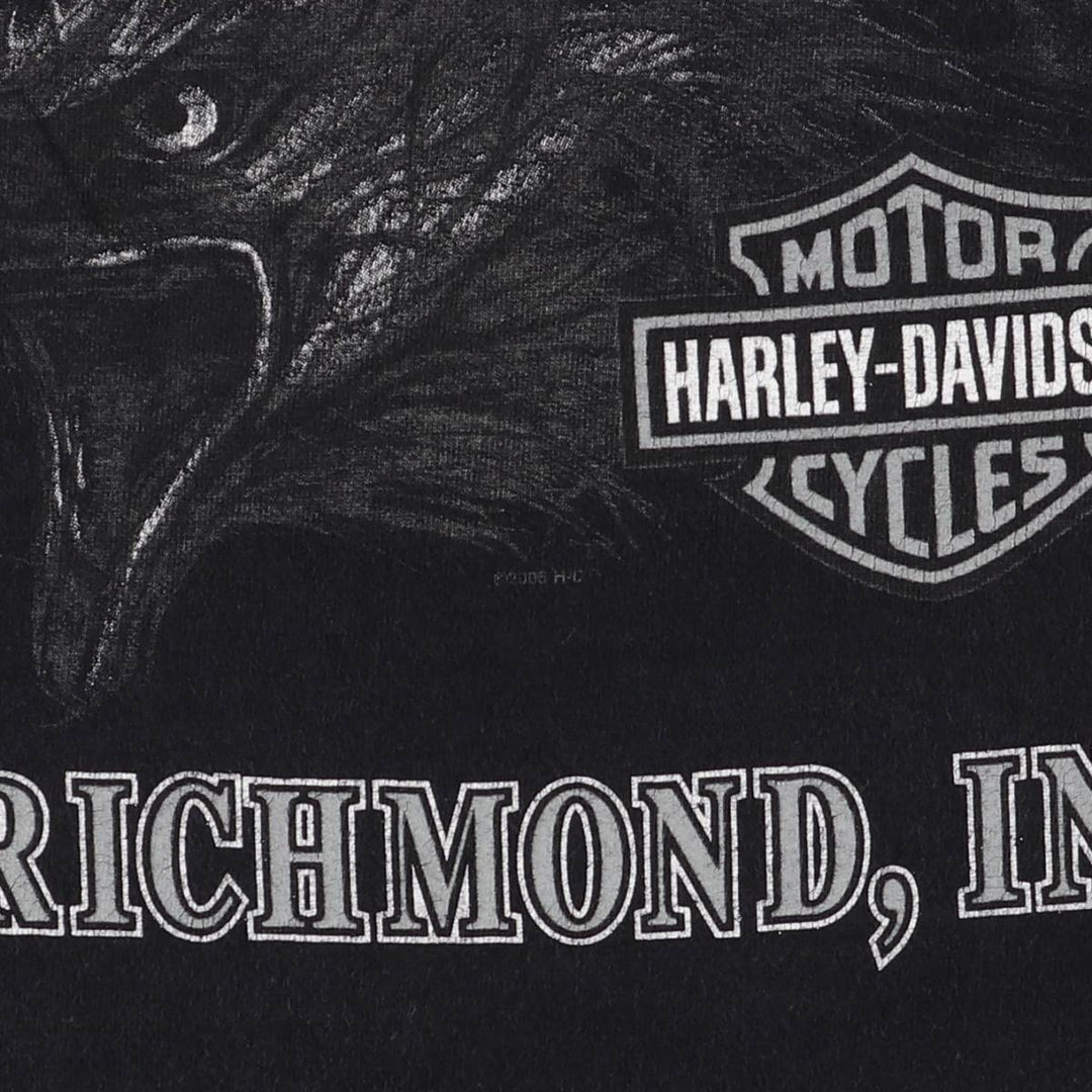 2000'S Harley-Davidson Eagle/Skull Motorcycle T-Shirt, Made in USA, Men's XXL cotton black type Vintage Second Hand