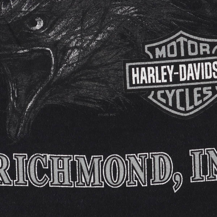 2000'S Harley-Davidson Eagle/Skull Motorcycle T-Shirt, Made in USA, Men's XXL cotton black type Vintage Second Hand