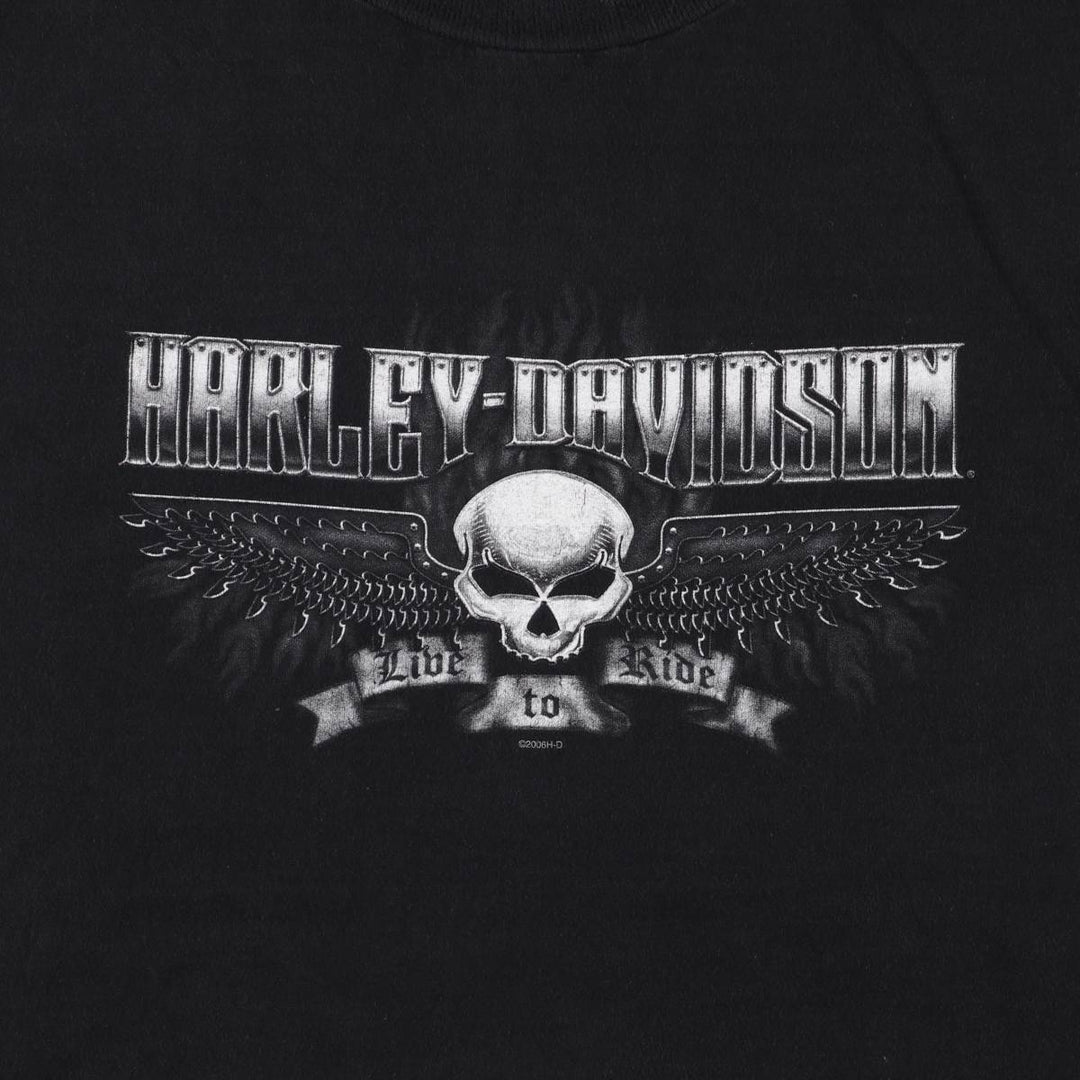 2000'S Harley-Davidson Eagle/Skull Motorcycle T-Shirt, Made in USA, Men's XXL cotton black type Vintage Second Hand