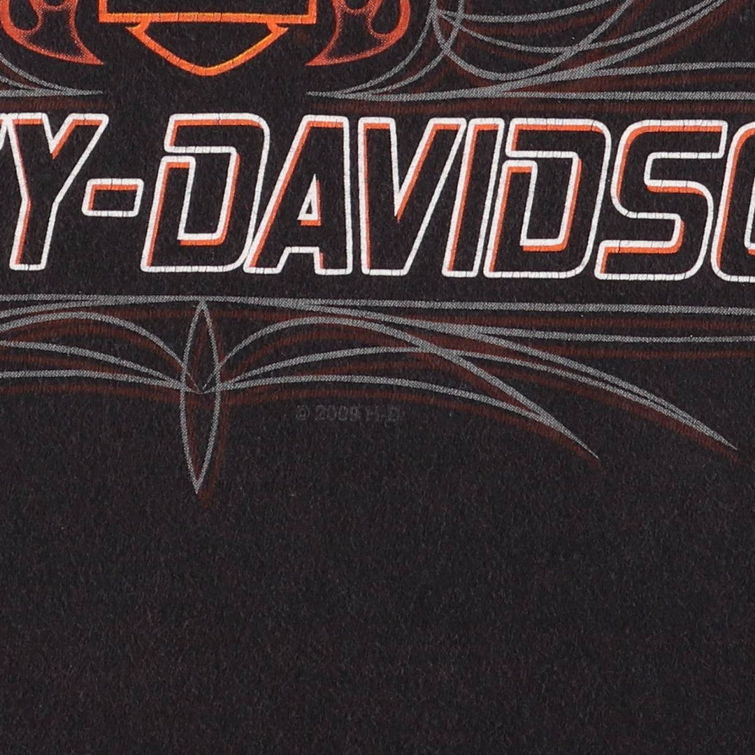 2000'S Harley-Davidson Fire Pattern Motorcycle T-Shirt, Made in USA, Men's Size Medium cotton black type Vintage Second Hand