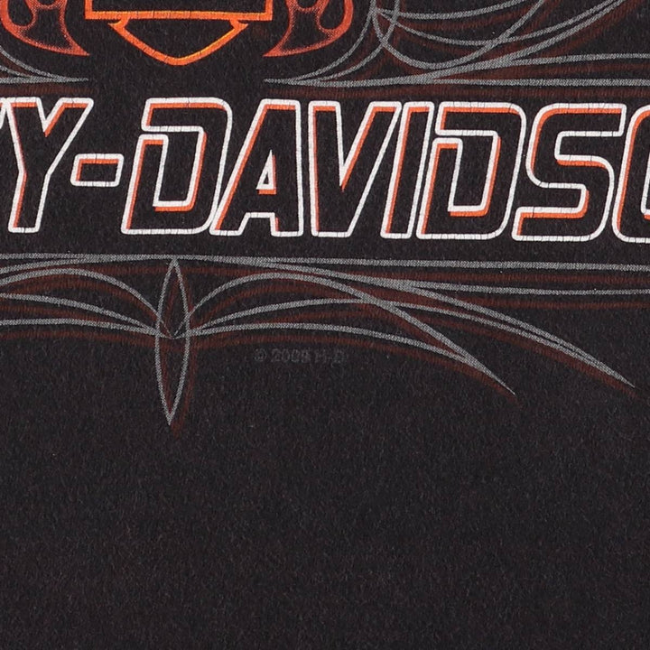 2000'S Harley-Davidson Fire Pattern Motorcycle T-Shirt, Made in USA, Men's Size Medium cotton black type Vintage Second Hand