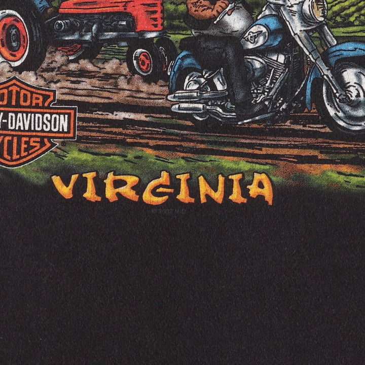 2000'S Harley-Davidson Fire Pattern Motorcycle T-Shirt, Made in USA, Men's Size Medium cotton black type Vintage Second Hand