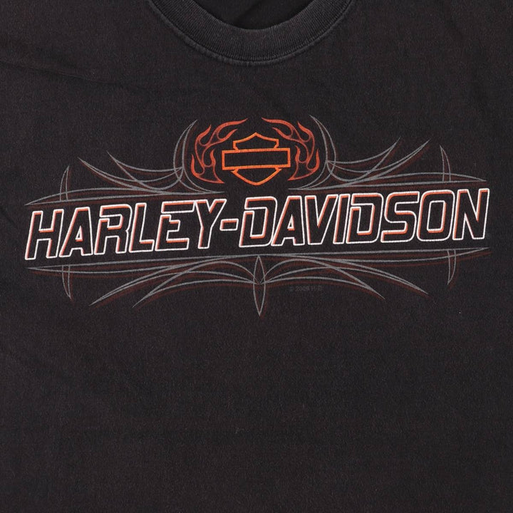 2000'S Harley-Davidson Fire Pattern Motorcycle T-Shirt, Made in USA, Men's Size Medium cotton black type Vintage Second Hand